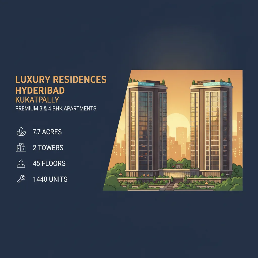 3 BHK Flats for Rent in Kukatpally Hyderabad - Modern luxury residential high-rise towers at Godrej Brooklyn Heights with rooftop pool and landscaped gardens