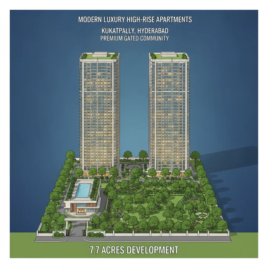 Godrej Brooklyn Heights luxury 3 BHK apartment towers in Kukatpally with clubhouse and swimming pool