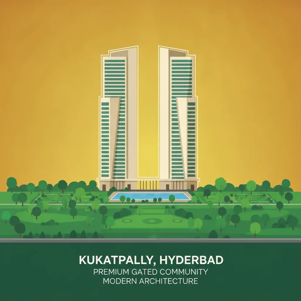 Godrej Brooklyn Heights 3 BHK apartment in Kukatpally - Modern luxury high-rise residential complex with lush green landscaping