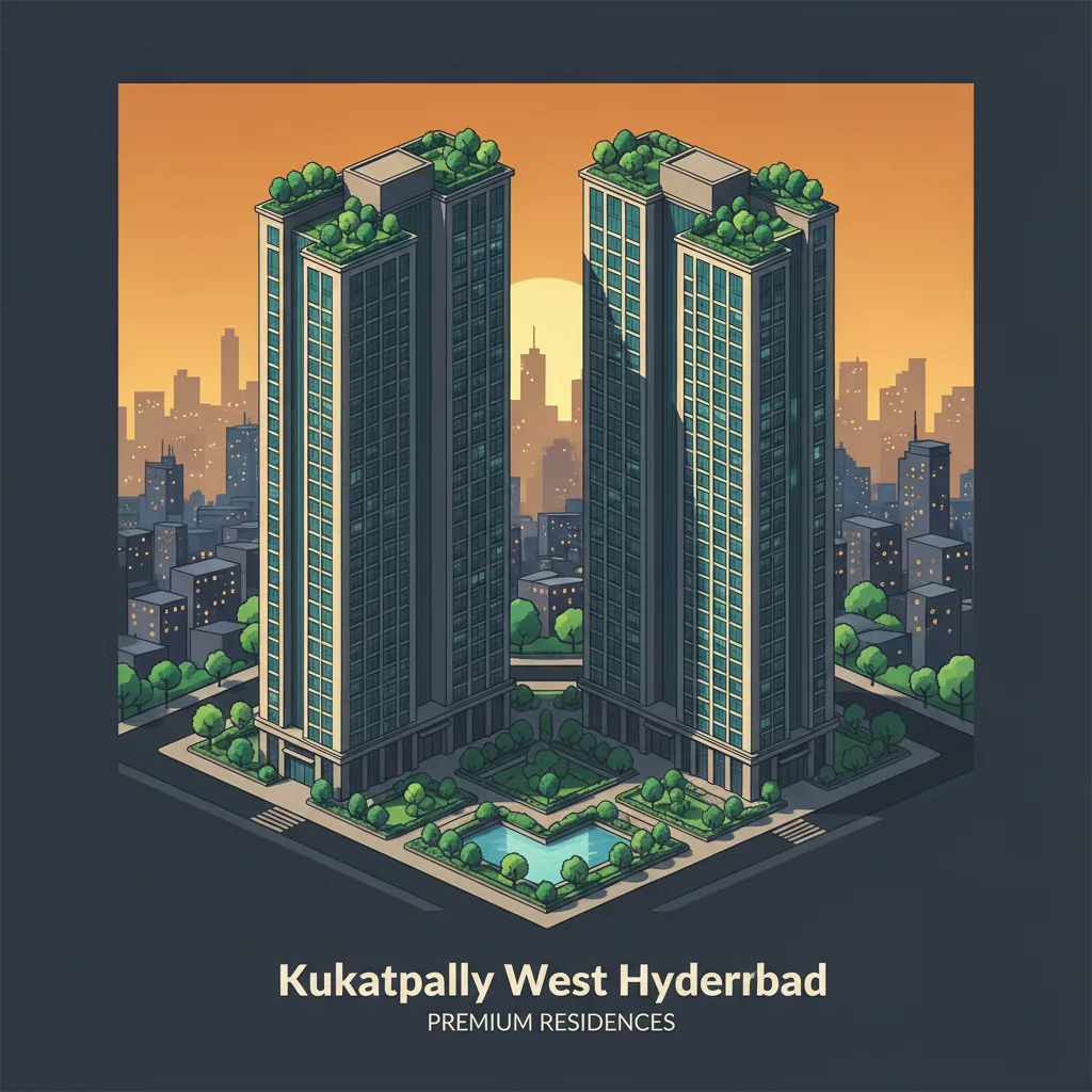 Godrej Brooklyn Heights brochure PDF download - Modern luxury residential twin towers at sunset