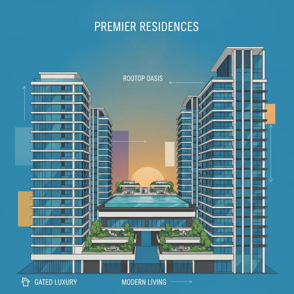 Godrej Brooklyn Heights launch price - Modern luxury residential high-rise towers with rooftop infinity pool and green podium gardens