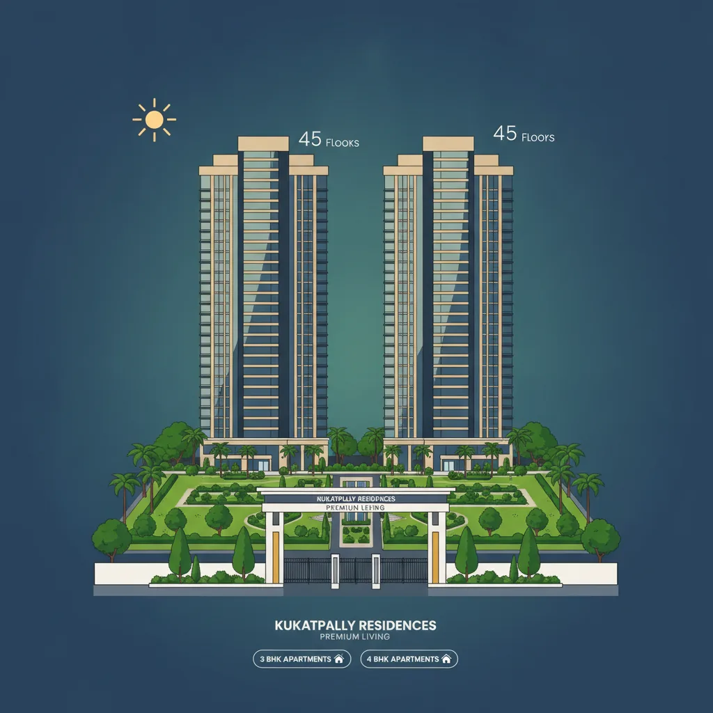 Godrej Brooklyn Heights luxury residential towers in Kukatpally with 2 elegant skyscrapers, 45 floors, and premium amenities