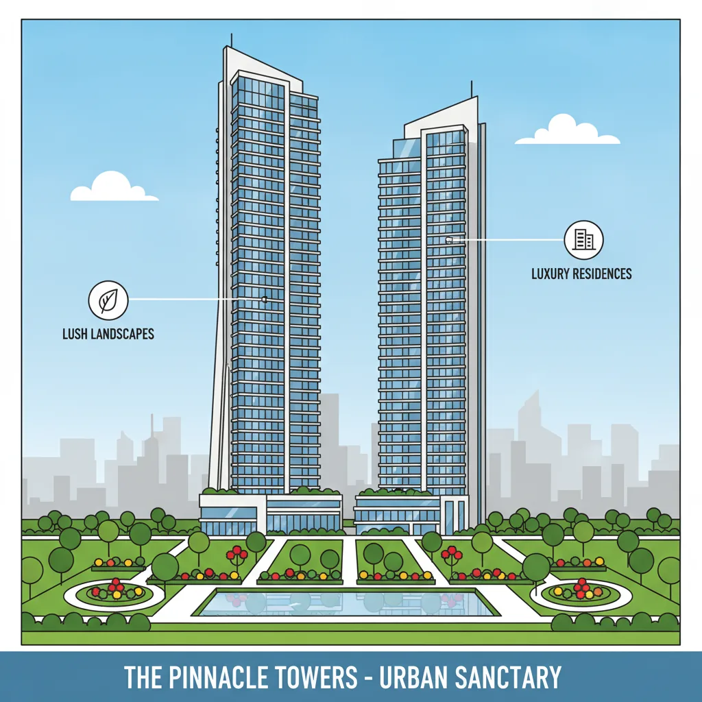 Godrej Brooklyn Heights luxury residential apartment complex with two elegant towers, lush green parks and landscaped gardens