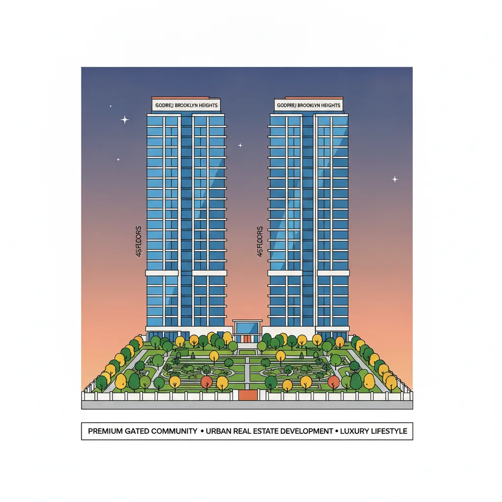 Godrej Brooklyn Heights luxury residential high-rise towers in KPHB Phase 4 Hyderabad with modern glass facades and landscaped gardens