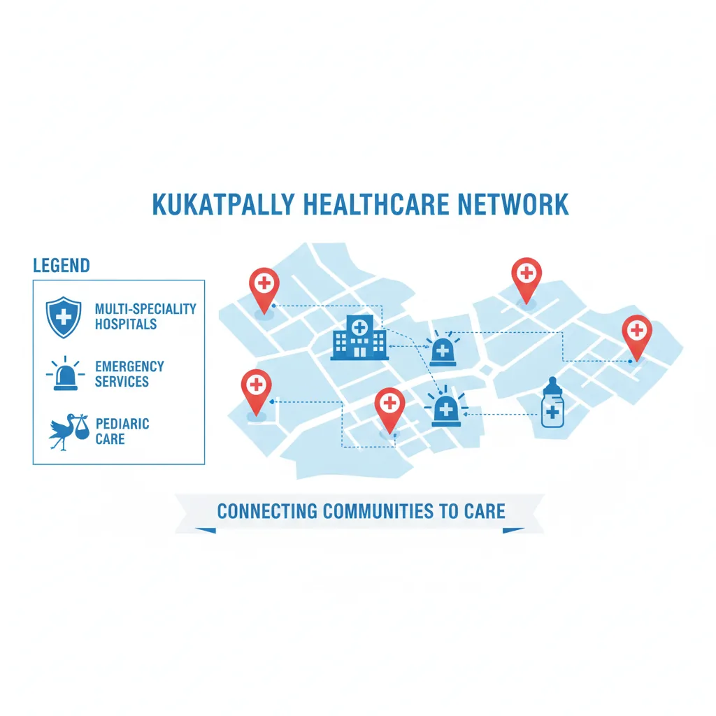 Hospitals Near Kukatpally - Modern healthcare infographic showing medical facilities in West Hyderabad
