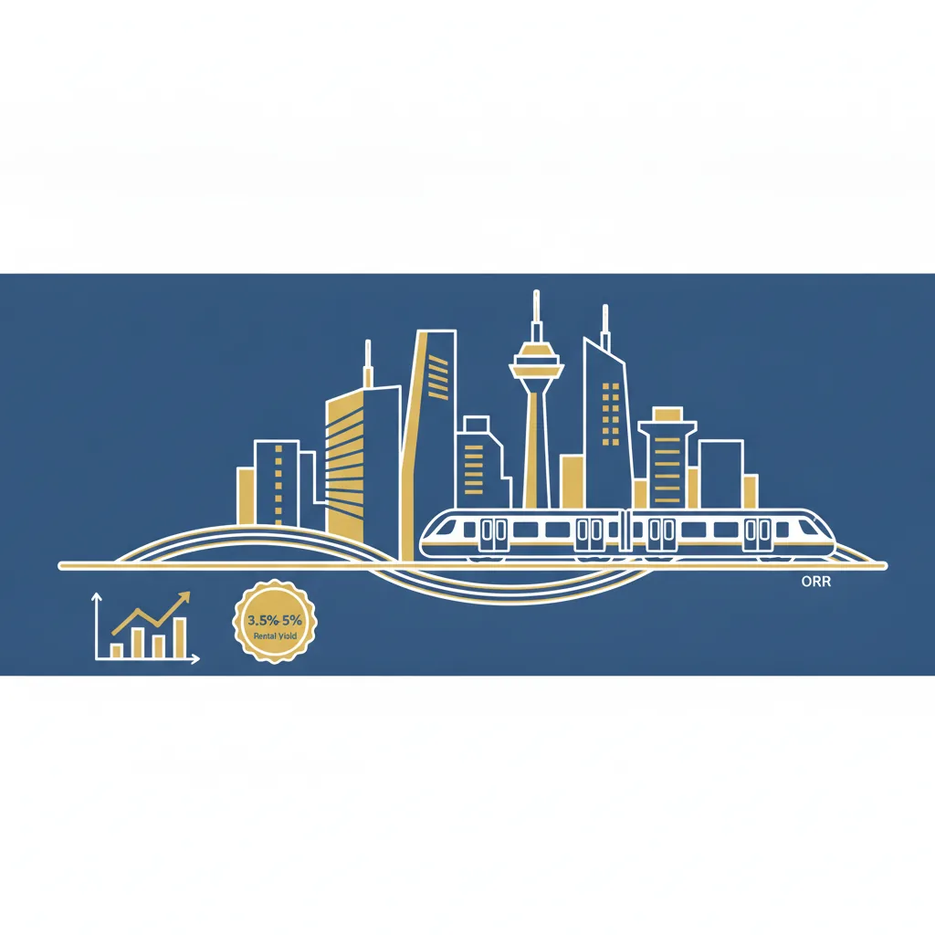Is it Worth Buying Property in Hyderabad - Modern infographic style hero image showing Hyderabad city skyline with tech hub buildings, Outer Ring Road, Metro train, and property value growth indicators