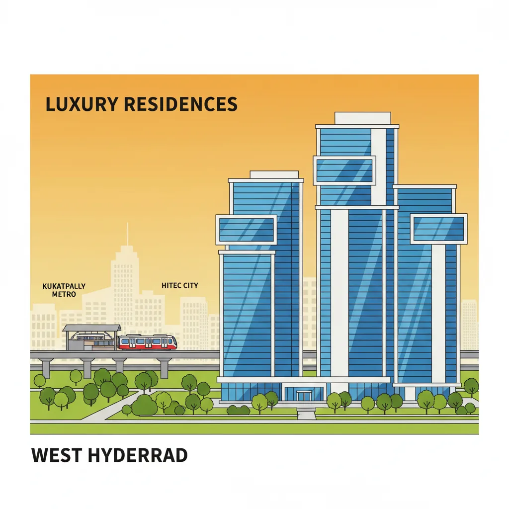 Luxury residential high-rise towers at Godrej Brooklyn Heights in Kukatpally, West Hyderabad with landscaped gardens and modern architecture