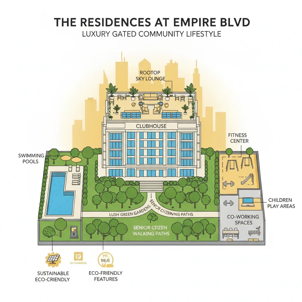Lifestyle benefits of living in Godrej Brooklyn Heights luxury gated community with clubhouse, green spaces, and modern amenities
