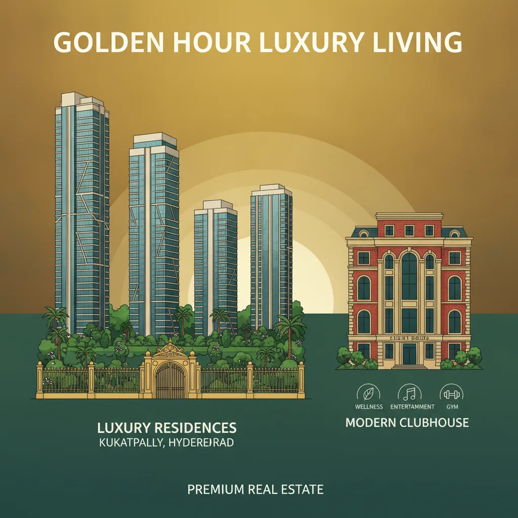 Luxury residential high-rise towers at Godrej Brooklyn Heights with six-floor clubhouse and New York-style architecture in Kukatpally Hyderabad