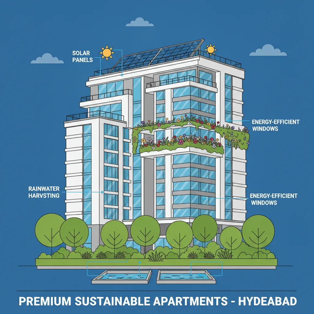Sustainable living features at Godrej Brooklyn Heights - modern eco-friendly residential towers with solar panels and green roof